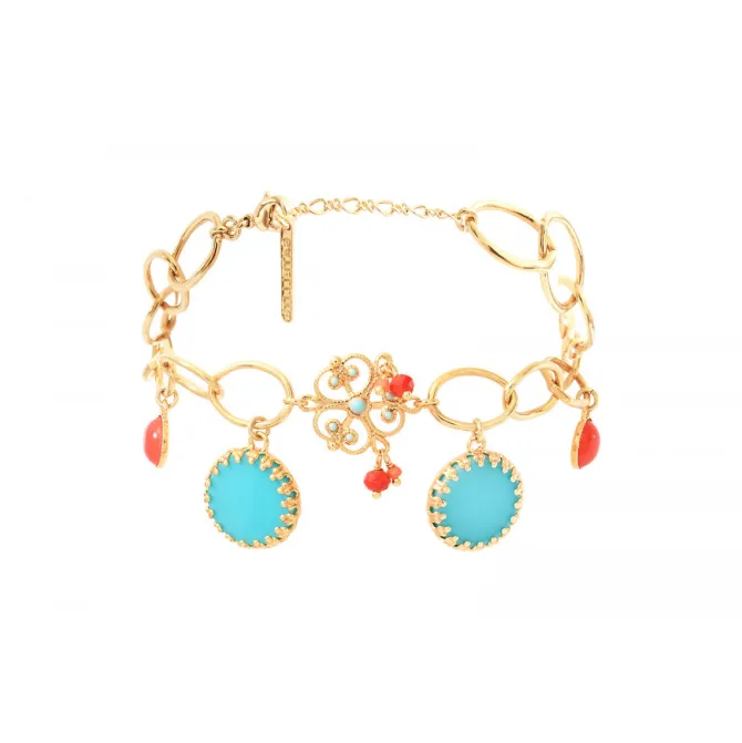 Capraia charm chain bracelet - turquoise