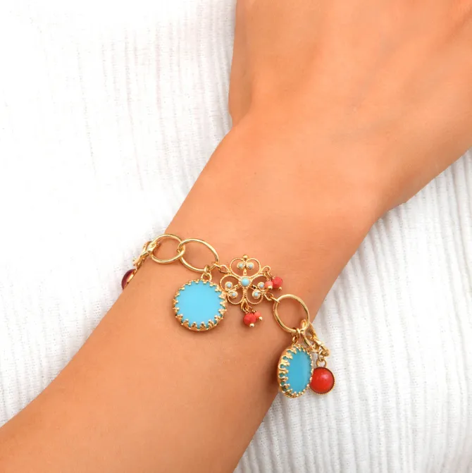 Capraia charm chain bracelet - turquoise