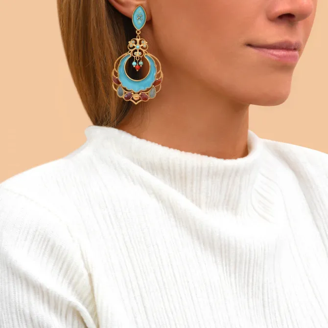 Capraia pierced stud earrings - turquoise