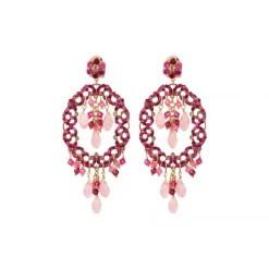 Chiara baroque pierced stud earrings - fuchsia pink