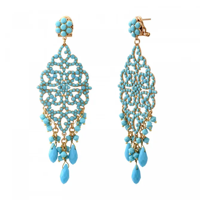 Chiara graphic pierced stud earrings - turquoise