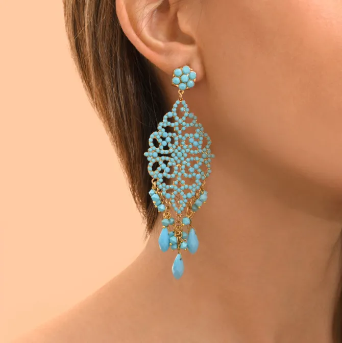 Chiara graphic pierced stud earrings - turquoise