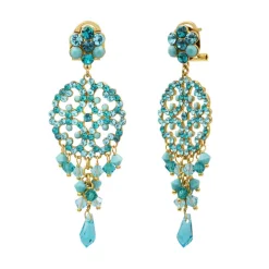 Chiara long stud earrings for pierced ears - turquoise