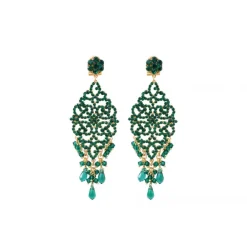 Chiara long stud earrings for pierced ears - green