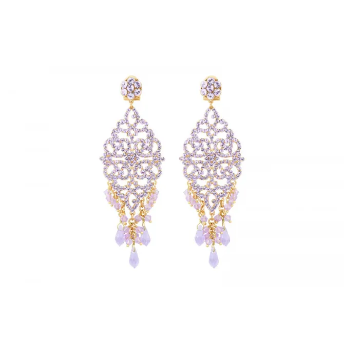 Chiara long stud earrings for pierced ears - violet