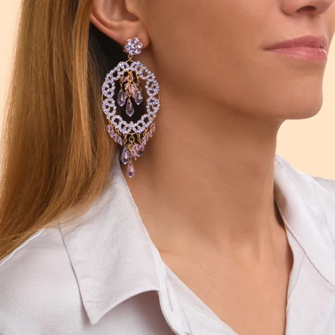 Chiara pierced stud drop earrings - violet