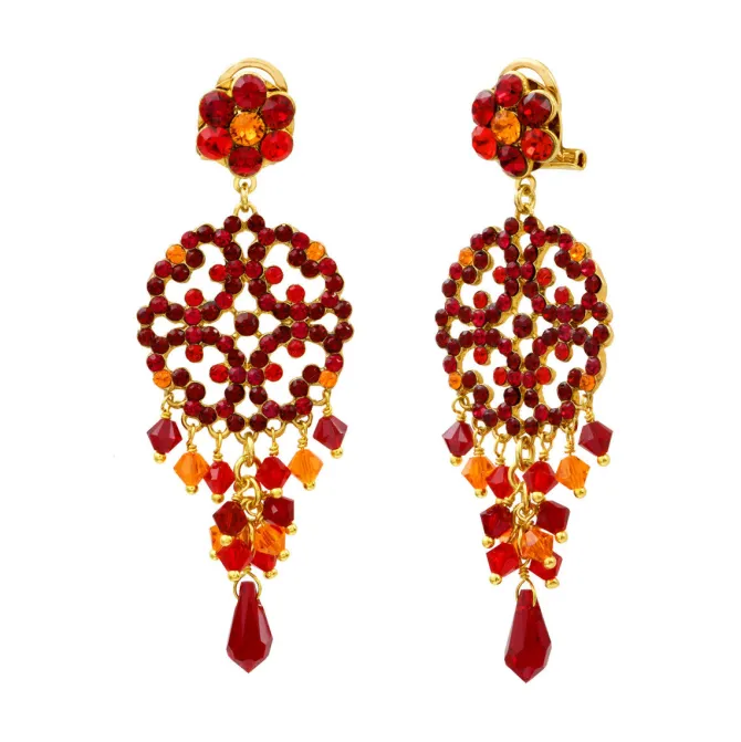 Chiara pierced stud earrings - red and orange