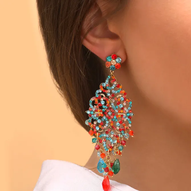 Chiara pierced stud earrings - red and blue