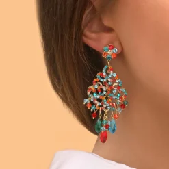 Chiara pierced stud earrings - red