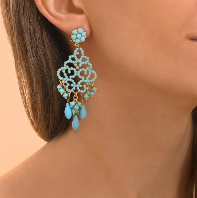 Chiara pierced stud earrings - turquoise