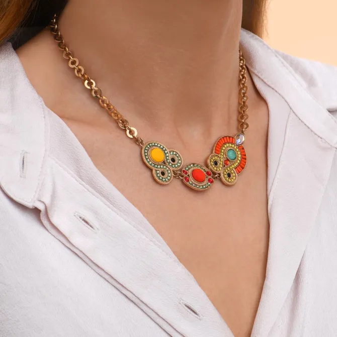 Circus Adjustable Short Chain Necklace - Green