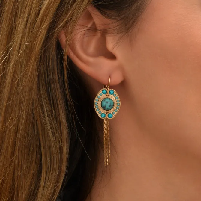Circus chain sleeper earrings - turquoise