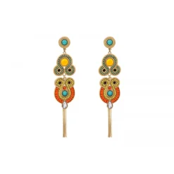 Circus long pierced stud earrings - green
