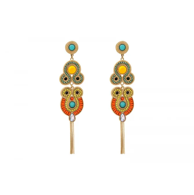 Circus long pierced stud earrings - green