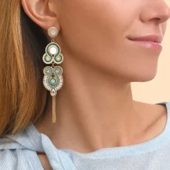 Circus long pierced stud earrings - blue