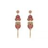 Circus long stud pierced earrings - fuchsia pink
