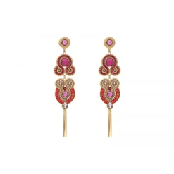 Circus long stud pierced earrings - fuchsia pink