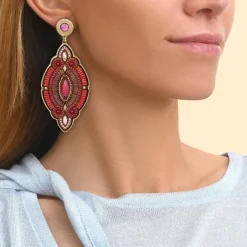 Circus pierced stud earrings - fuchsia pink