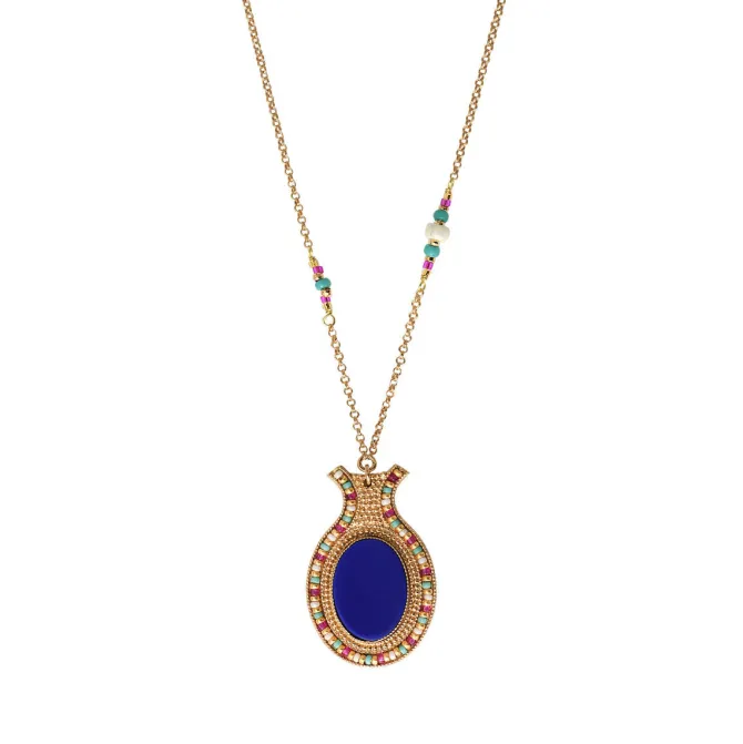 Claudia delicate pendant necklace - blue