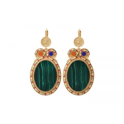 Claudia large sleeper earrings - green