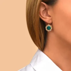 Claudia thin sleeper earrings - green