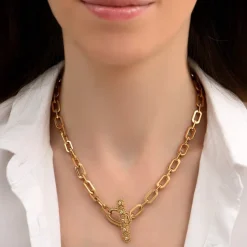 Farah chain choker necklace - gold