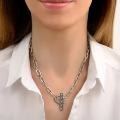 Farah chain choker necklace - silver