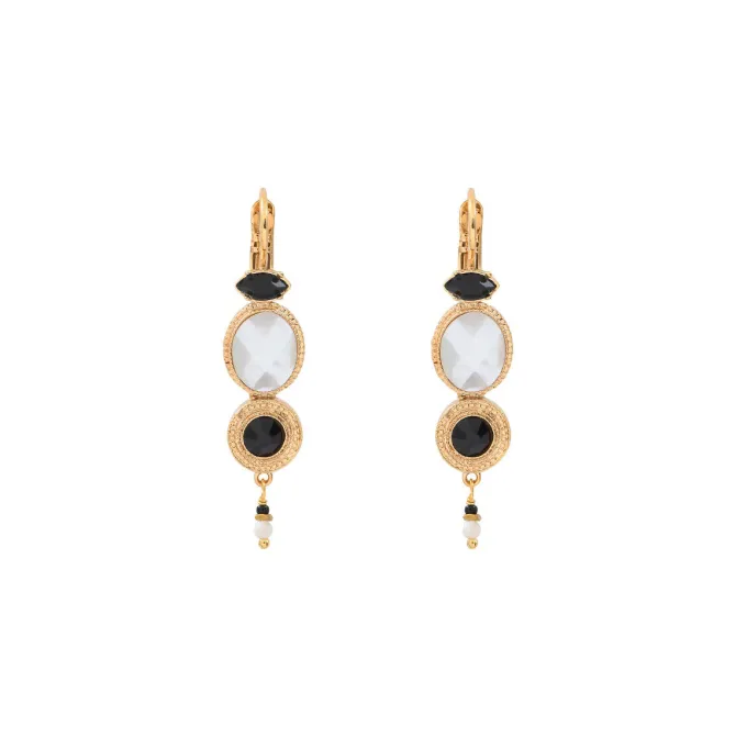 Fujita dangling sleeper earrings - white