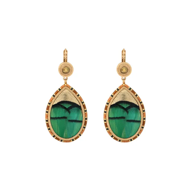 Fujita sleeper drop earrings - green