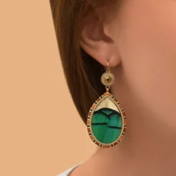Fujita sleeper drop earrings - green