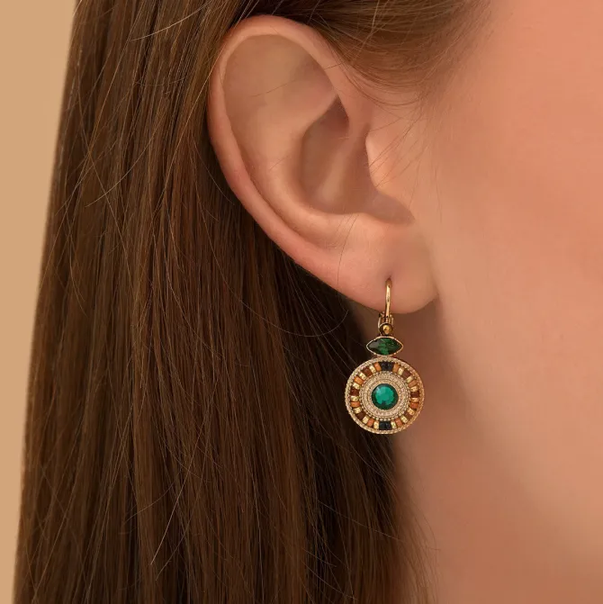 Fujita thin sleeper earrings - green