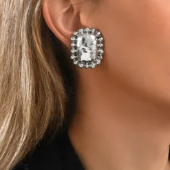 Gilda clip-on earrings – silver