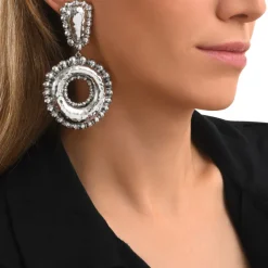 Gilda round clip-on drop earrings – silver