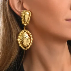 Gilda round clip-on drop earrings – gold