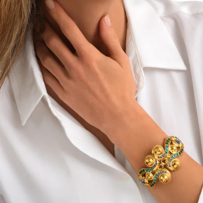 Gloria Adjustable Chain Bracelet - Green