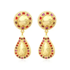 Gloria clip-on drop earrings - red