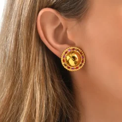 Gloria thin clip-on earrings - red