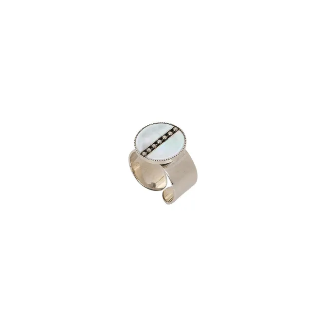 Hawaii Adjustable Round Thin Ring - White Mother of Pearl