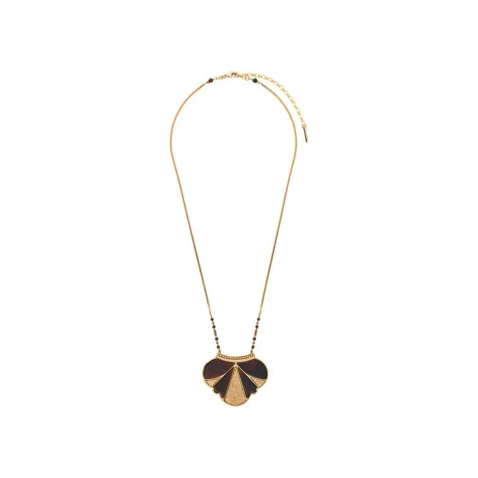 Hawaiian Delicate Pendant Necklace - Black and Gold