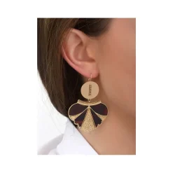 Hawaiian sleeper earrings - black and gold