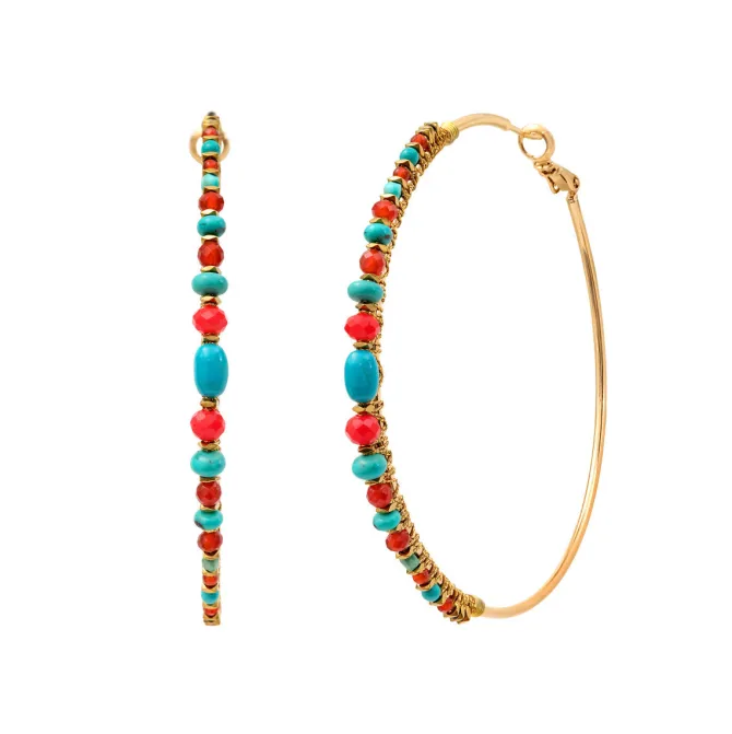 Iancura hoop earrings - turquoise carnelian