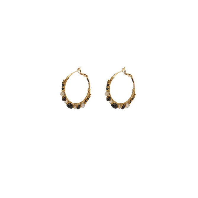 Iancura thin hoop earrings - black