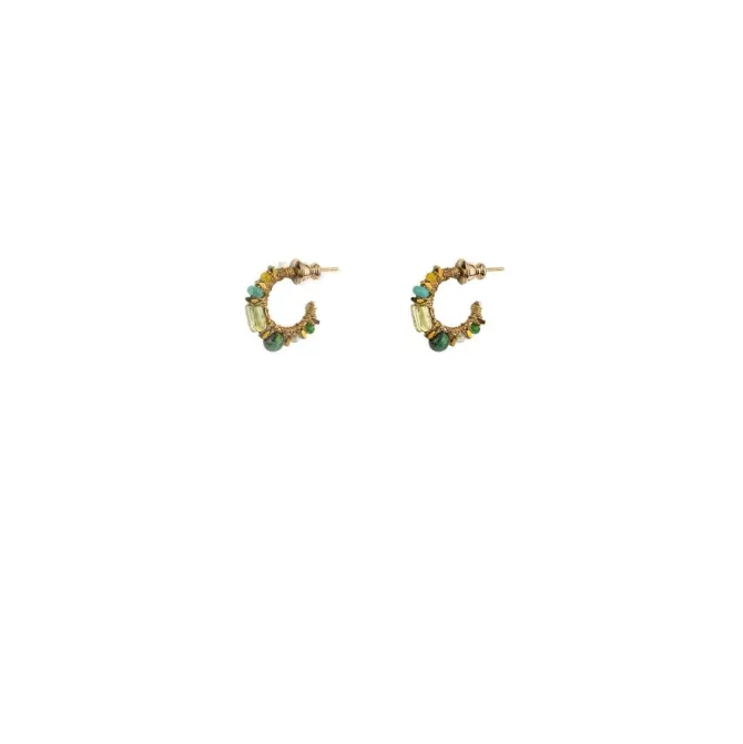 Iancura thin hoop earrings - green