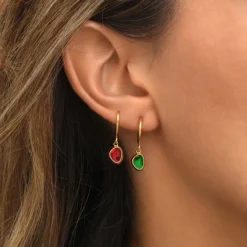 Lhasa hoop earrings - red