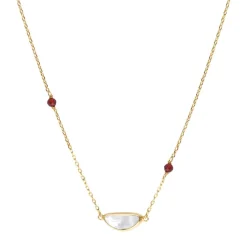 Lhasa pendant necklace - garnet and mother-of-pearl