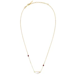 Lhasa pendant necklace - garnet and mother-of-pearl