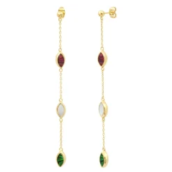 Lhasa pierced earrings - green and red