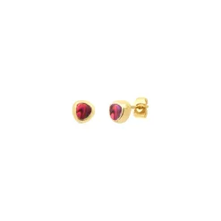 Lhasa pierced stud earrings in gold-tone metal and mother-of-pearl - red