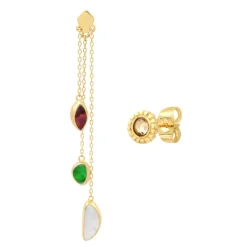 Lhasa pierced stud earrings - green and red