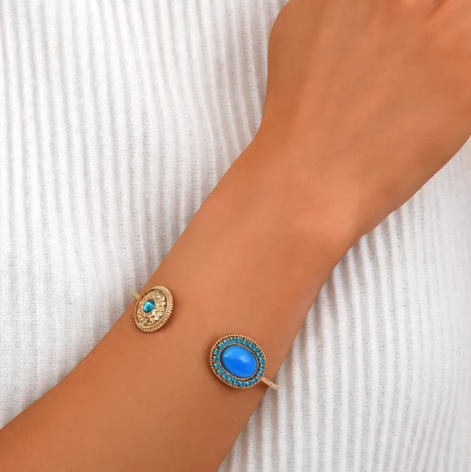 Louise adjustable bangle bracelet - turquoise